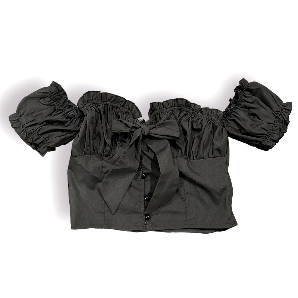 Black Crop Top Blouse Off The Shoulder